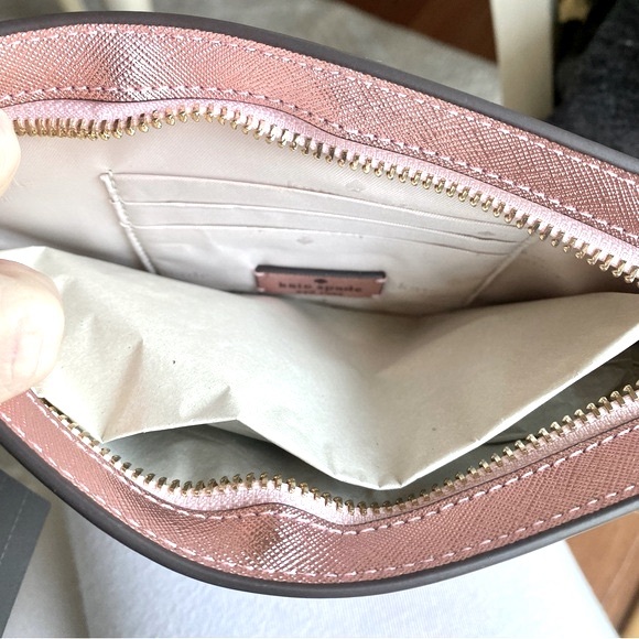 Kate Spade Pink Glimmer Glitter Pochette Bag With Detachable Strap Retail: $249 - Picture 9 of 12